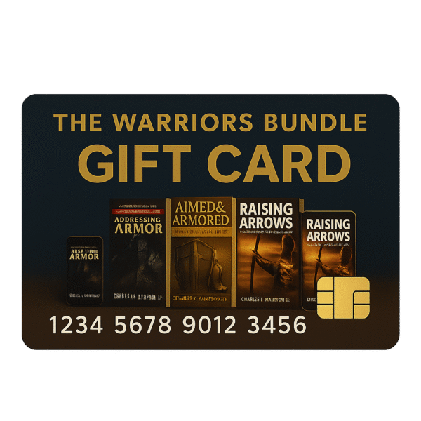 Alt: Warrior’s Bundle Gift Card product mockup showing faith-based book gift for dads